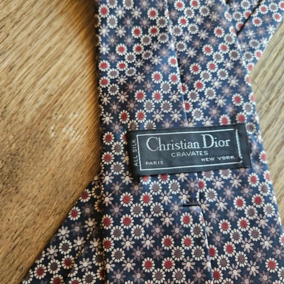 Dior Other - Vintage 1980s Christian Dior Cravates Silk Neck Tie - Navy Burgundy Floral